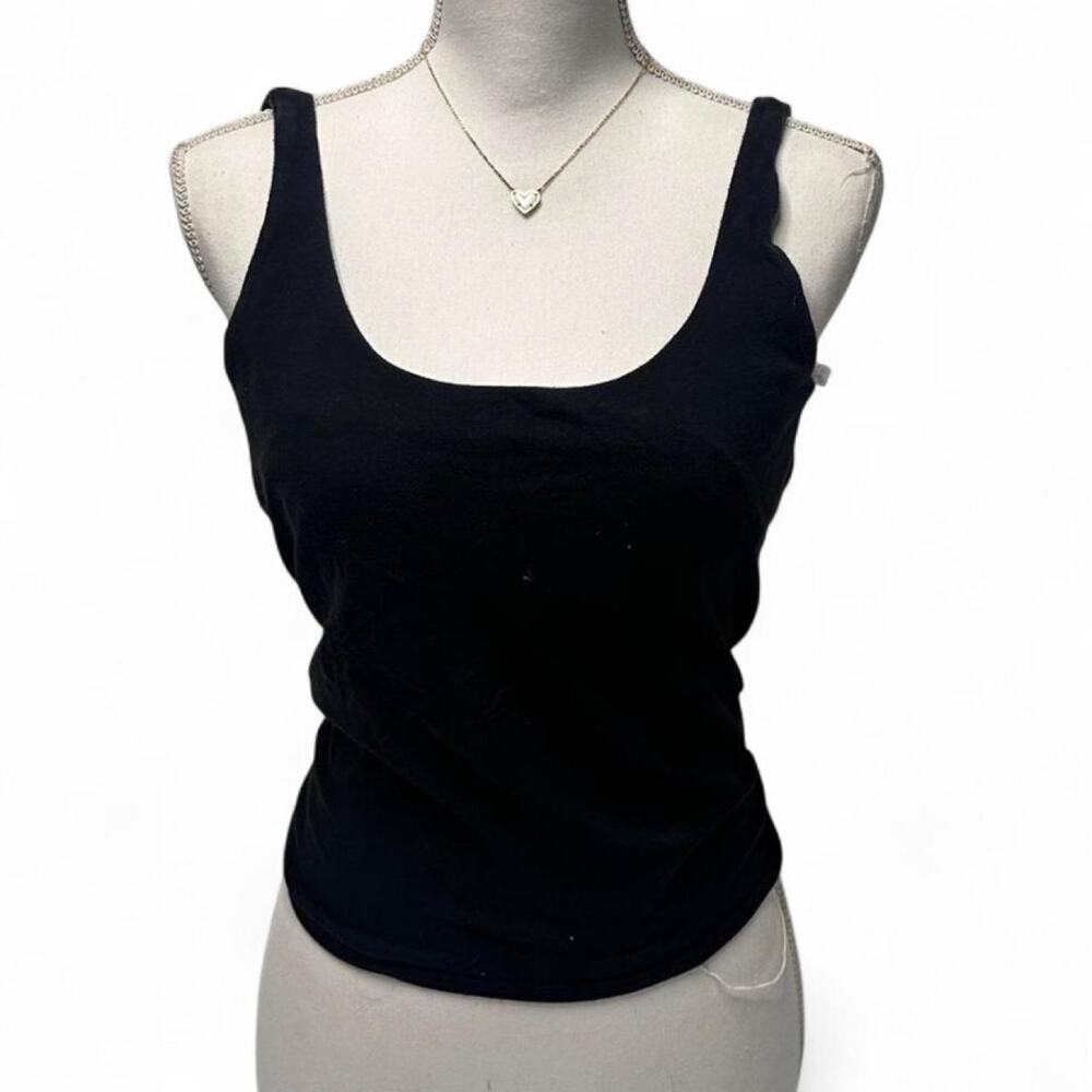 Victorias Secret Black Cotton Square Neck Basics Essentials Tank Top Size XL